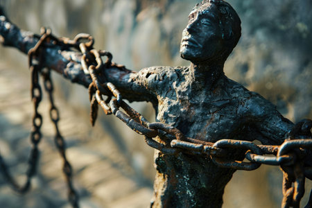 Freedom person broken chains AI generatedの素材