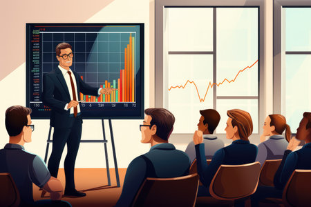 Realistic Businessman business lecture in office AI generatedの素材