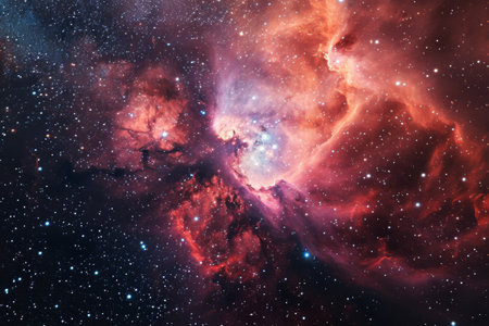 Sparkling Stars and Nebulas, abstract background with stars and blurry lights AI generatedの素材