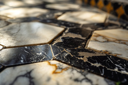 Close up Marble tiles, marble texture and background. Texture Background, Black and white Marbling surface stone Ai generatedの素材