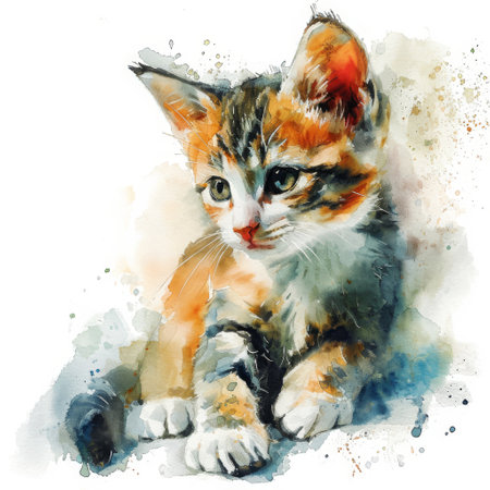 Cute Kitty vector illustration on a white background Ai generatedの素材