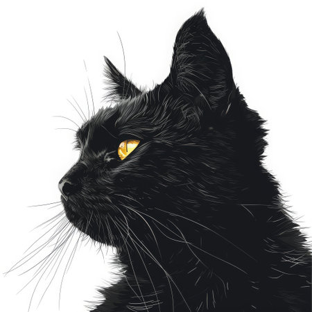 Black cat vectors illustration on a white background AI generatedの素材