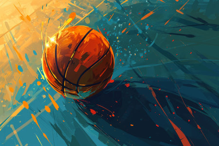 A basketball in 3d style, futuristic sports concept, Illustration of a basketball in 3d style. Futuristic sports concept, Ai generatedの素材