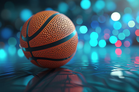 A basketball in 3d style, futuristic sports concept, Illustration of a basketball in 3d style. Futuristic sports concept, Ai generatedの素材
