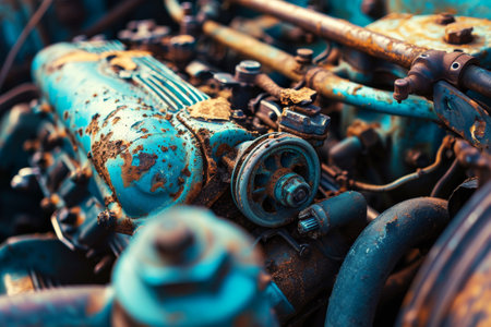 Car Engine Background Abstract Car Repair or Restoration AI generatedの素材