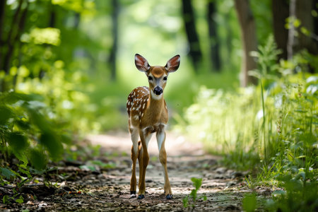 Deer fawn , Cute spotted baby deer, AI generatedの素材