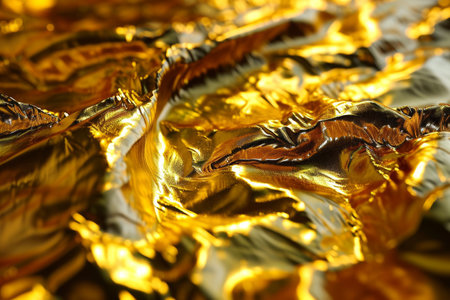 Gold metallic foil texture smooth, Smooth curved gold metallic foil texture backgrounds Ai generatedの素材