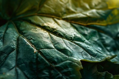 Crumpled texture of a green leaf Ai generatedの素材