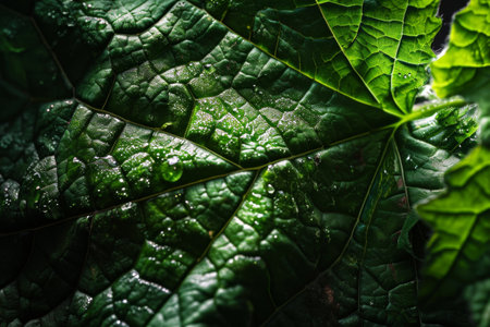 Crumpled texture of a green leaf Ai generatedの素材