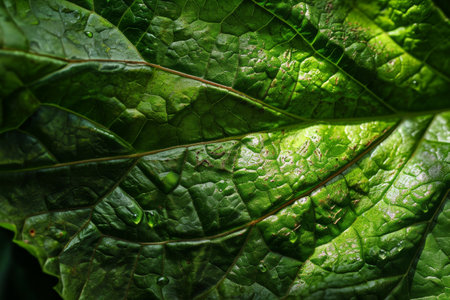 Crumpled texture of a green leaf Ai generatedの素材