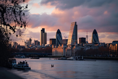 London skyline bathed in soft evening light Ai generatedの素材