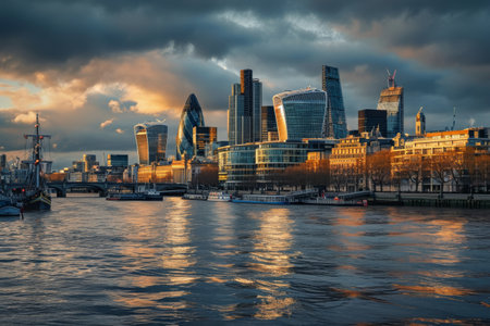 London skyline bathed in soft evening light Ai generatedの素材