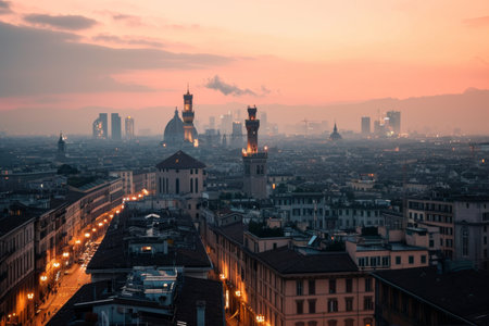 Milan skyline during Fashion Week Ai generatedの素材