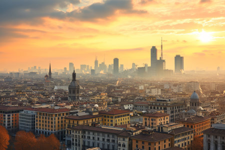 Milan skyline during Fashion Week Ai generatedの素材