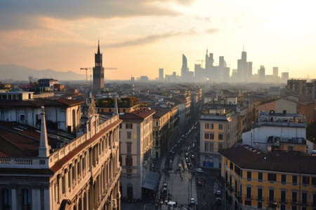 Milan skyline during Fashion Week Ai generatedの素材