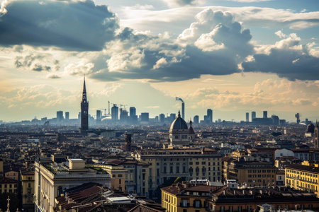 Milan skyline during Fashion Week Ai generatedの素材