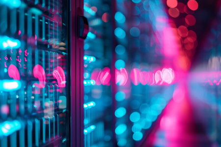 Web integration online database over dark neon background, integration online database in desert sand figure over dark neon background Ai generatedの素材