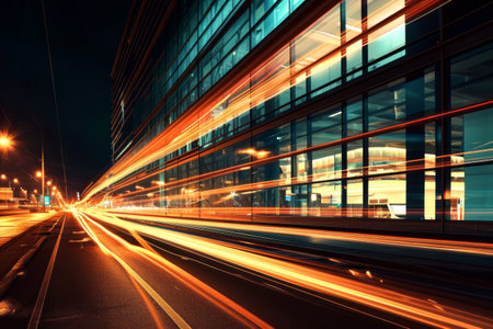 The light trails on the modern building AI generatedの素材