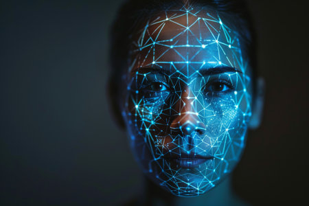 The blueprint of facial recognition technology AI generatedの素材
