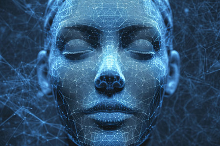 The blueprint of facial recognition technology AI generatedの素材