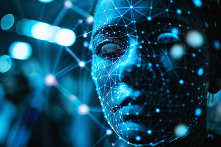 The blueprint of facial recognition technology AI generatedの素材