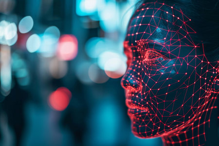 The blueprint of facial recognition technology AI generatedの素材