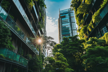 Technology aiding in the growth of an eco-friendly city AI generatedの素材