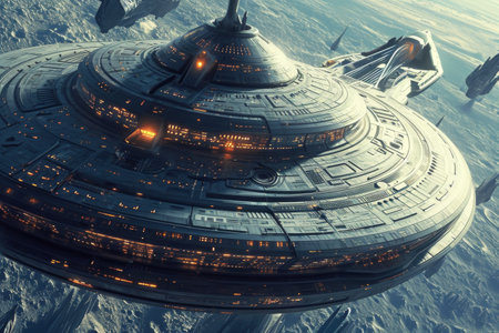 Space exploration with high-tech spacecraft Ai generatedの素材