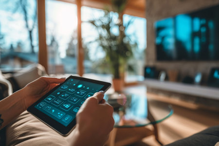 A person using smart home automation AI generatedの素材