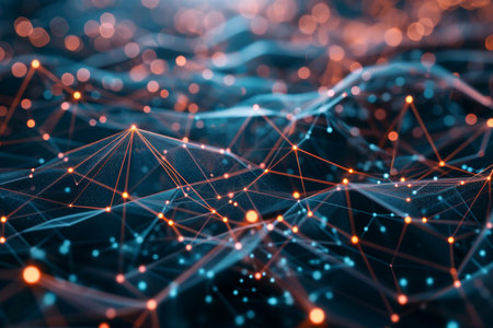 Abstract technology background with connecting dots and lines Network concept 3D Rendering Abstract futuristic digital background with connecting dots and lines AI generatedの素材