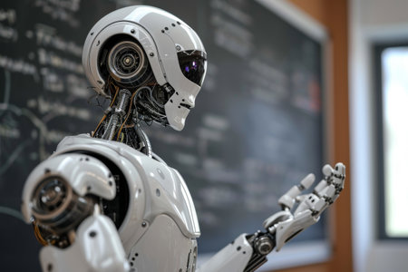 Advanced AI teaching a classroom of students AI generatedの素材