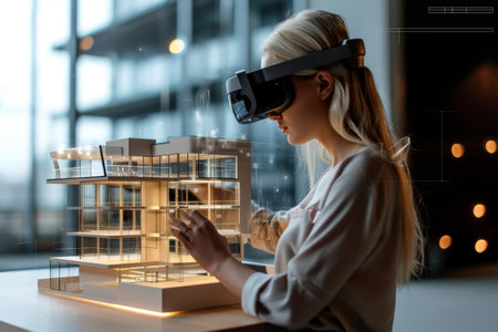 An architect using augmented reality for building design AI generatedの素材