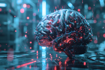 Artificial intelligence and human brain fusion AI generatedの写真素材 ...