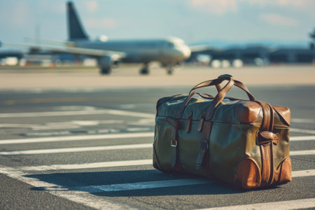 Luggage on airport runway AI generatedの素材