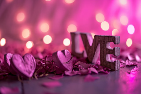 A pink background with a purple background and a blurry image of the word love AI generatedの素材
