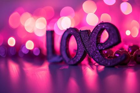 A pink background with a purple background and a blurry image of the word love AI generatedの素材