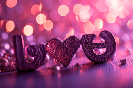 A pink background with a purple background and a blurry image of the word love AI generatedの素材