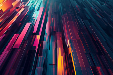 Abstract 3D bar line background, Abstract Colorful gradient 3D bar line background AI generatedの素材