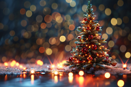 Abstract fantasy festive Christmas tree background header wallpaper background 3d illustration Ai generatedの素材