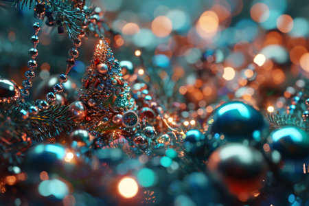Abstract fantasy festive Christmas tree background header wallpaper background 3d illustration Ai generatedの素材