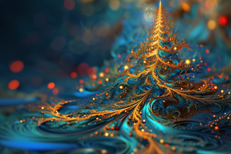 Abstract fantasy festive Christmas tree background header wallpaper background 3d illustration Ai generatedの素材