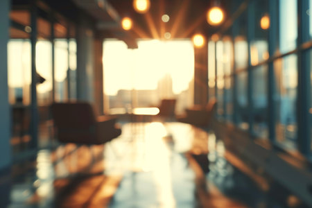 blurred background of modern office, Background bright office in blur Generative, AI generatedの素材