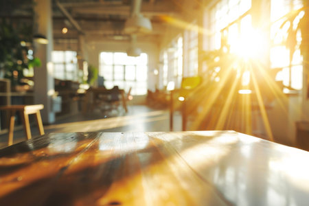 blurred background of modern office, Background bright office in blur Generative, AI generatedの素材