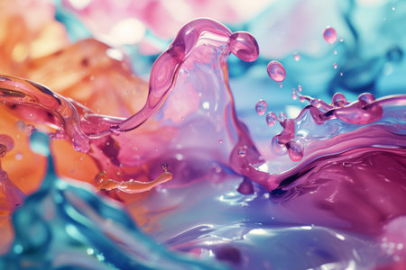 background illustration of a colored floating liquid in the trend colors pink, orange, blue and violet AI generatedの素材