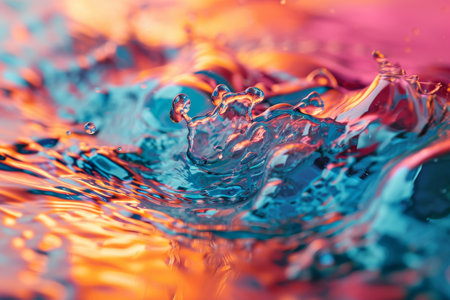 background illustration of a colored floating liquid in the trend colors pink, orange, blue and violet AI generatedの素材