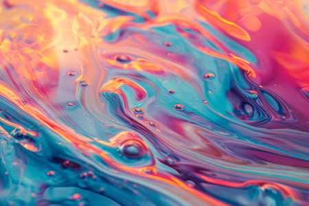 background illustration of a colored floating liquid in the trend colors pink, orange, blue and violet AI generatedの素材