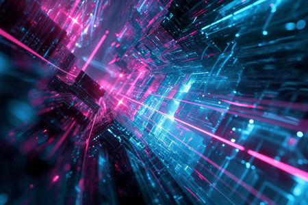 Future technology line background and light effect, cyberpunk style background material with a sense of technologyの素材