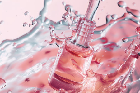 Liquid serum or hyaluronic acid splash on light pastel background AI generatedの素材
