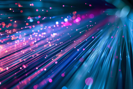 Neon fiber optic lines abstract texture background, abstract speed lines technology background AI generatedの素材