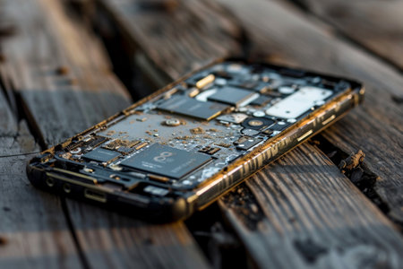 Smart phone backside open for repair, The technician holding a screwdriver a mobile phone repair Closeup inside cell phone AI generatedの素材